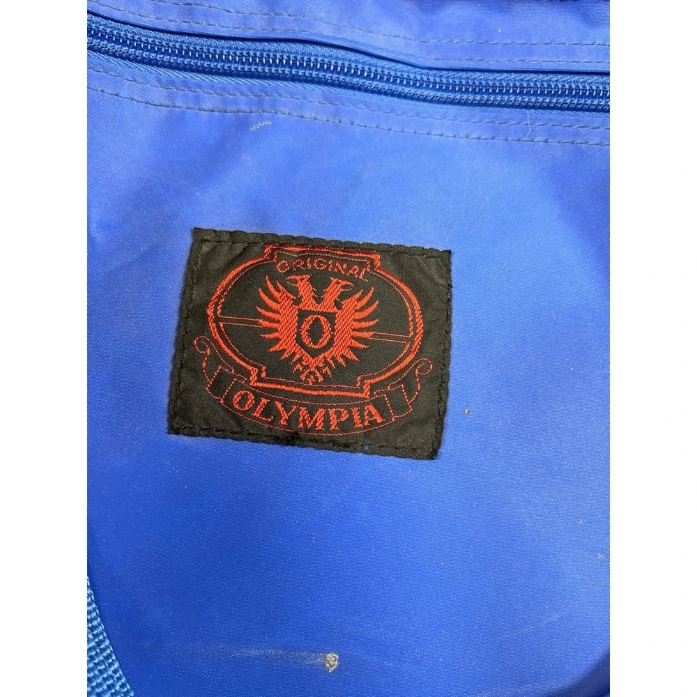 Vintage Olympia Traveler's Friend Blue Vinyl Travel Rolling Bag Expandable 90's